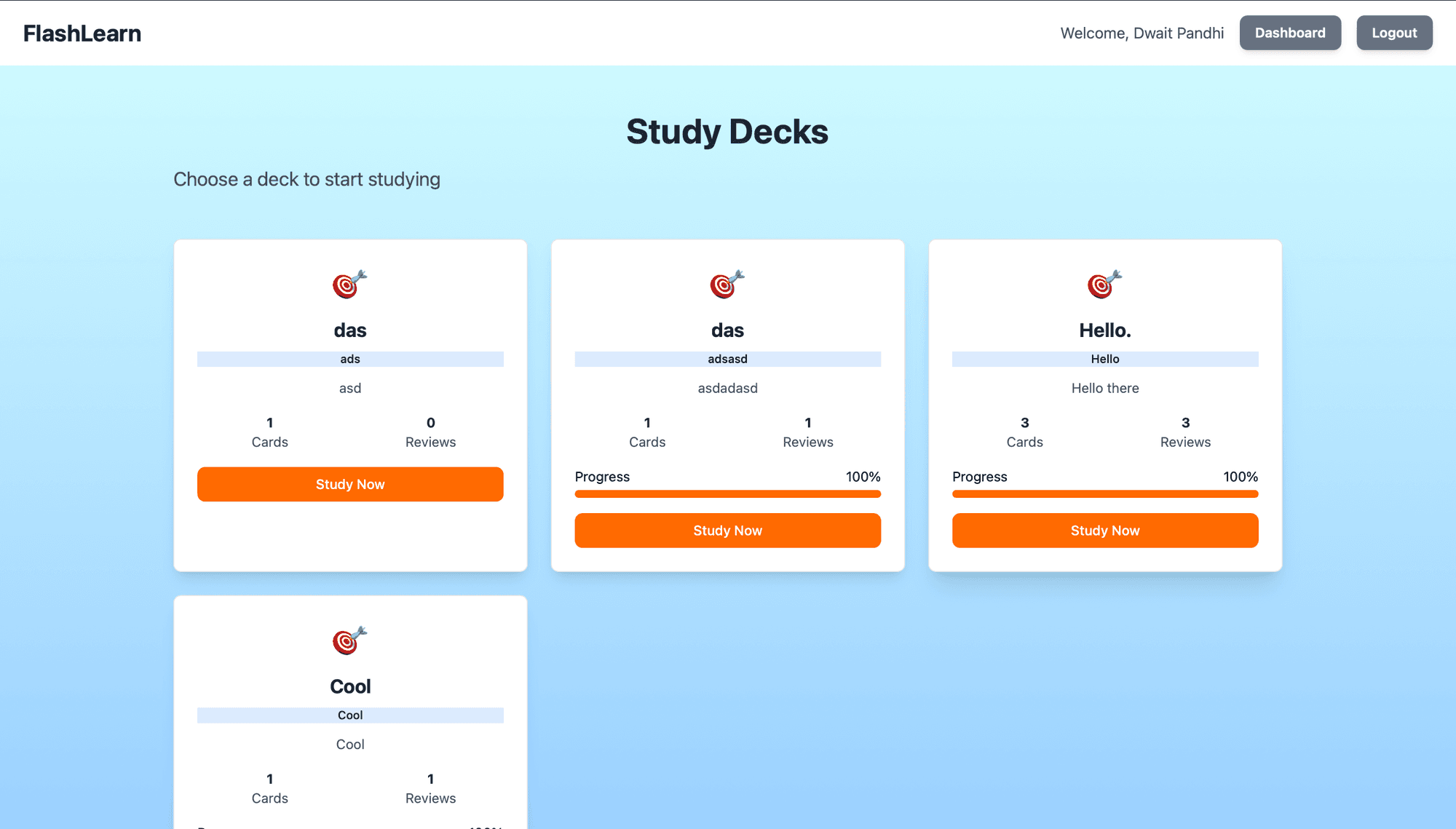 Screenshot of FlashLearn